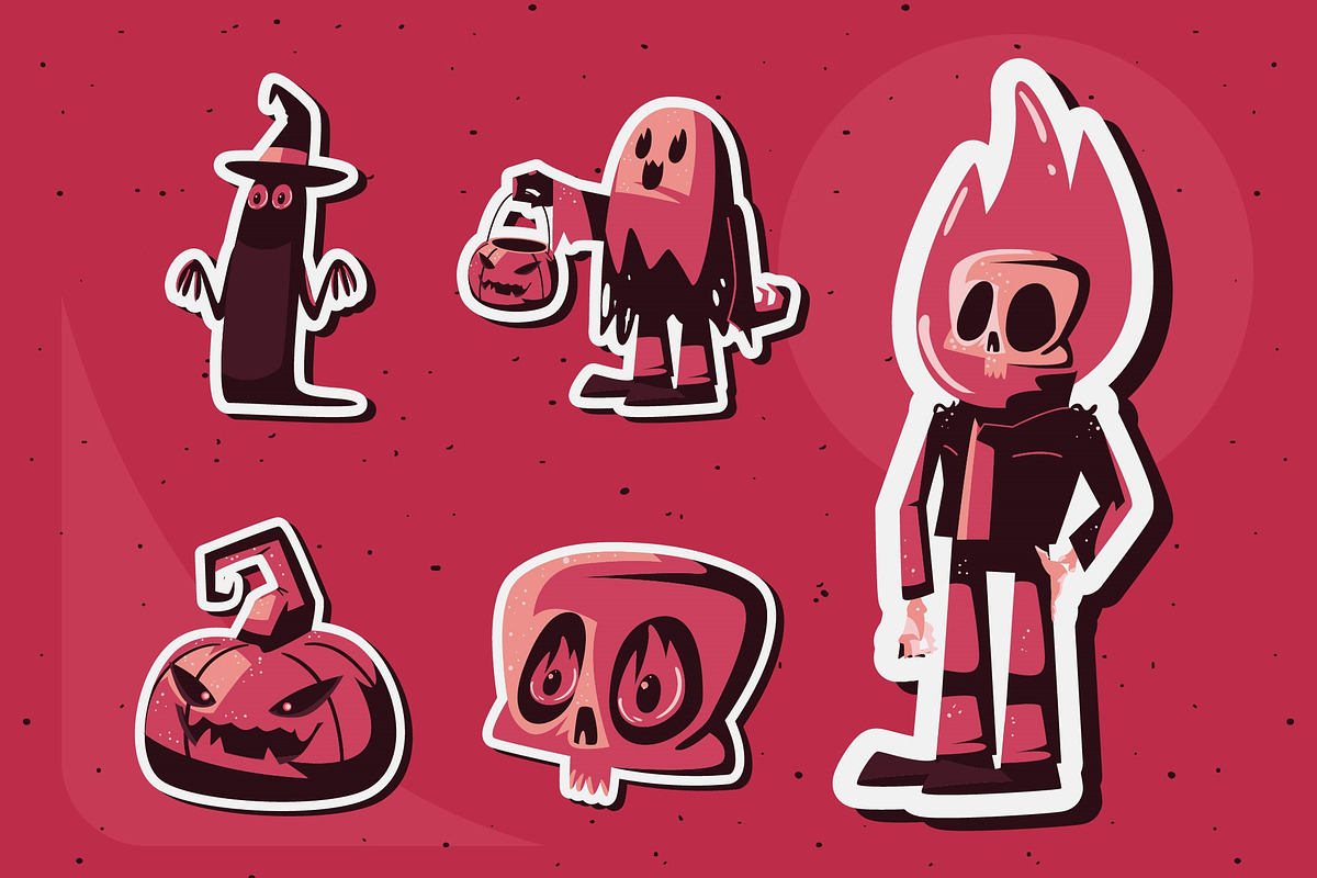 Retro Halloween Sticker Set, a Templates & Theme by studiogstock (Photo 1 of 5)