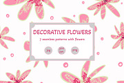 Decorative flowers - 7 patterns, a Pattern Graphic by FER by Ekaterina Kazakova (Thumbnail 1 of 7)