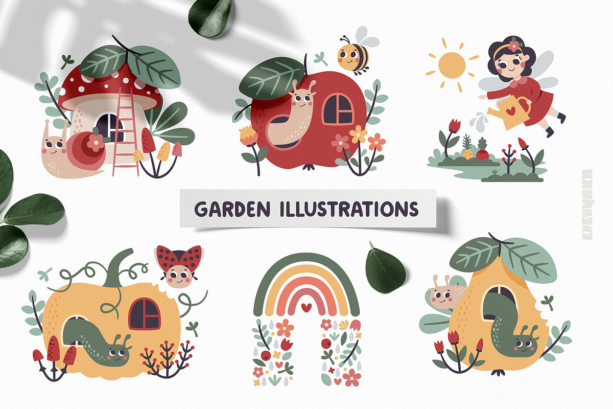 Cute Garden Clipart & Patterns, an Animal Illustration by Ejevyaka (Photo 3 of 13)