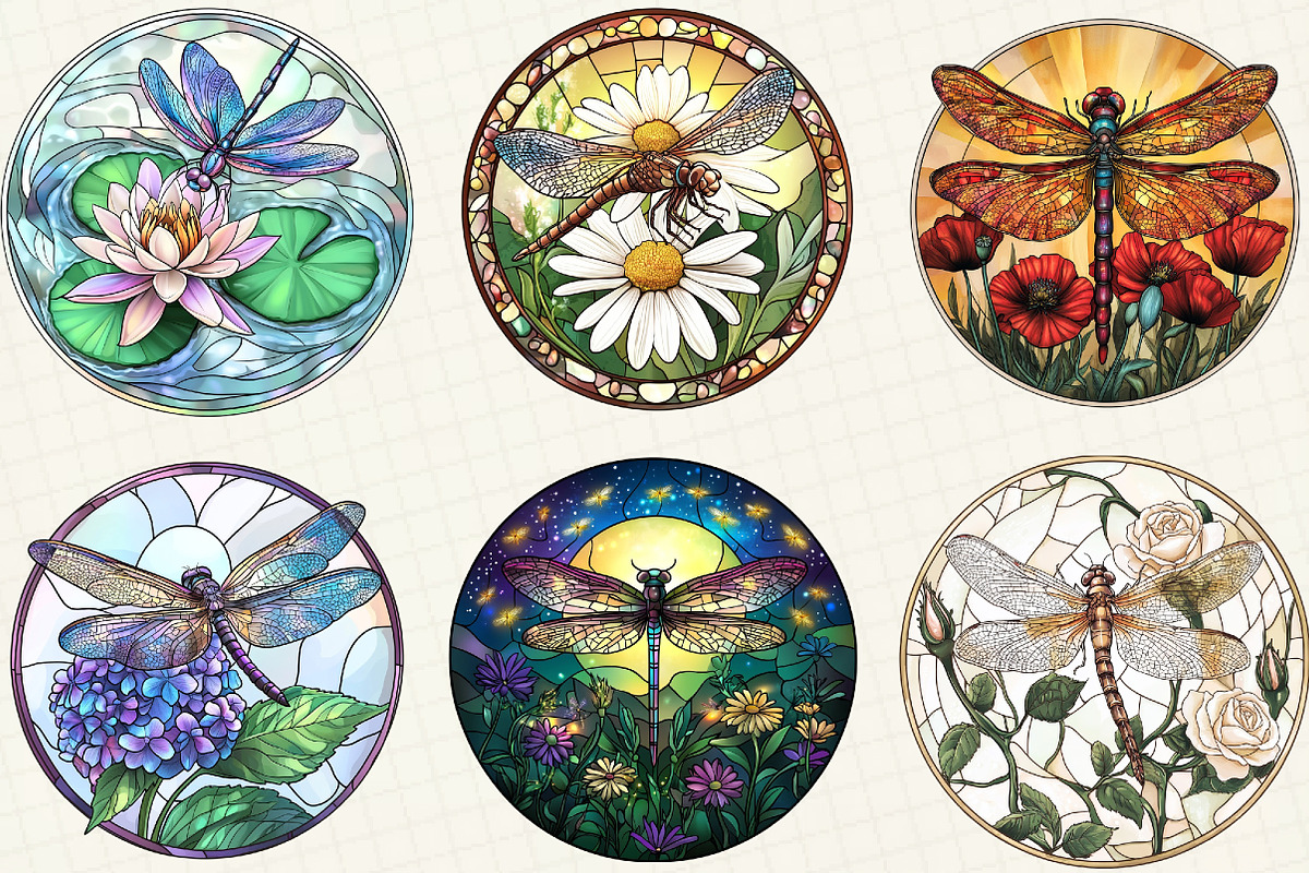 Dragonfly Stained Glass Clipart, an Illustration by OK Design (Photo 5 of 5)