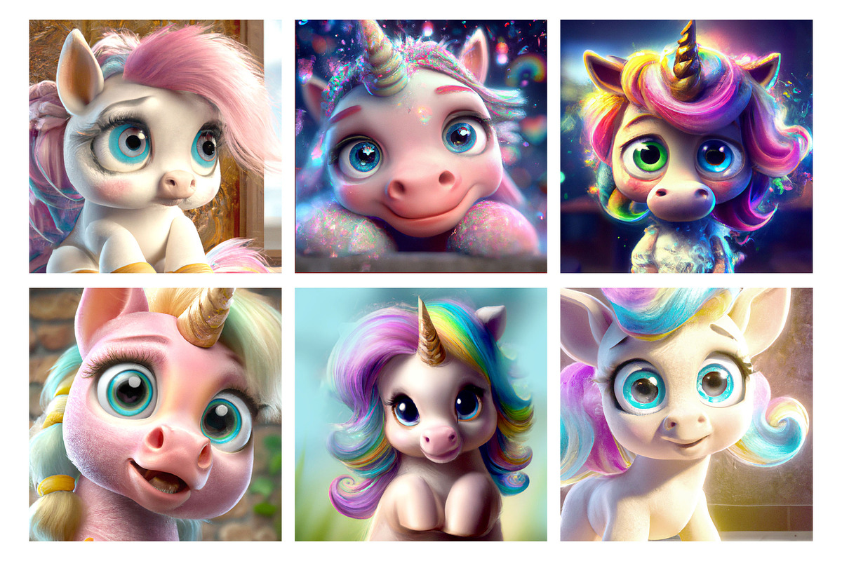Cute Rainbow Unicorn Ponies 12x12, a Graphic by Arely Arts