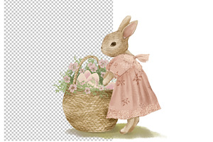 Vintage Rabbit Clipart And Poster