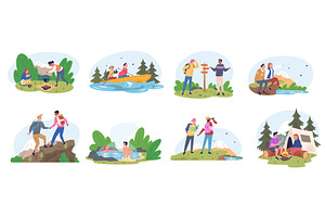 Couple hiking. Friends climb on, a Sport Illustration by Stock-Smart-Start