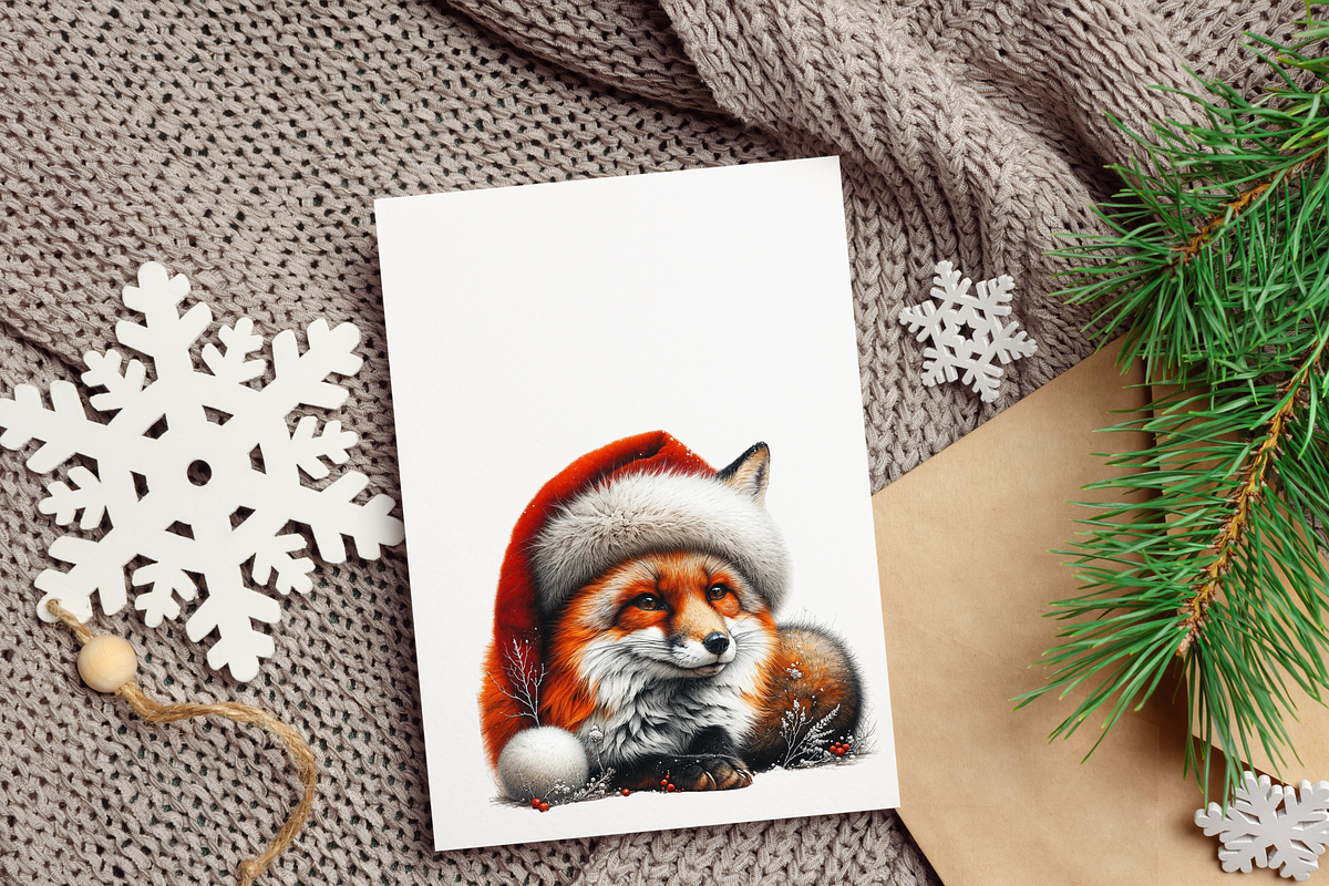 SANTA CHRISTMAS FOX CLIPART PACK, an Animal Illustration by Daring Digies (Photo 4 of 4)