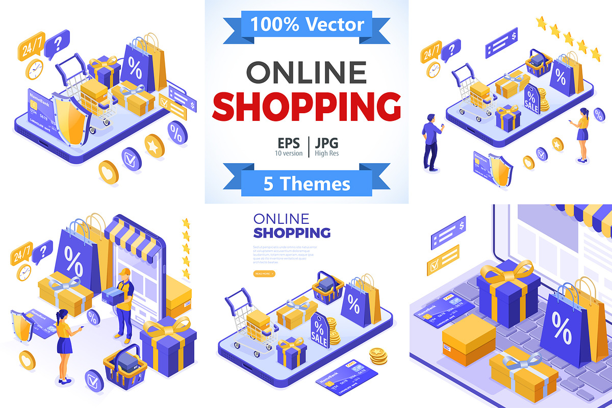 Online Internet Shopping Delivery, a Person Illustration by TAlex (Photo 1 of 6)
