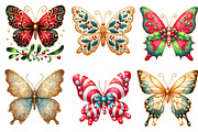 Christmas Butterfly Clipart Bundle, an Illustration by Dream Creation (Thumbnail 3 of 6)