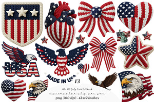 4th of July Latch Hook PNG Bundle, an Illustration by SinaCreation