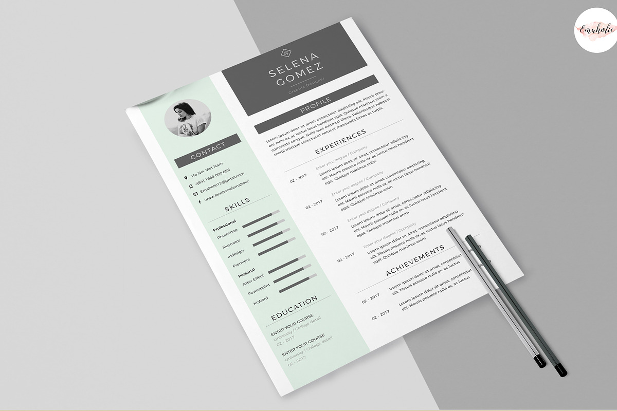 Modern CV Template, a Resume Template by Emaholic Template (Photo 4 of 5)