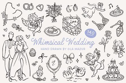 Whimsical Wedding Illustrations Set, an Object Illustration by Ola_Mazur