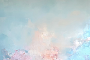 Abstract oil painting with soft pink and pastel blue brushstroke, a Decorative Illustration by Studio ANNA