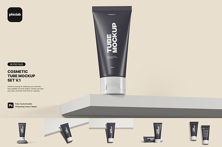 Cosmetic Tube Mockup Set V.1, a Packaging Mockup by phixlab
