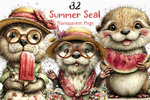 Summer Seal Clipart PNG, an Illustration by Craft Nest