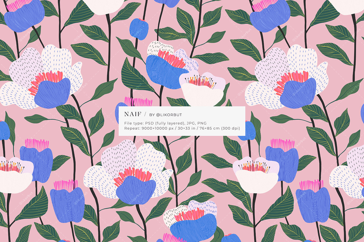 Naive Abstract Flower Market Pattern, a Pattern Graphic by likorbut (Photo 2 of 14)