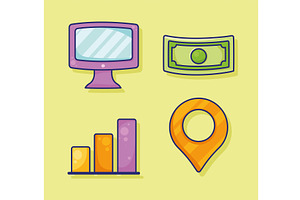 maketing business four items, an Object Illustration by studiogstock
