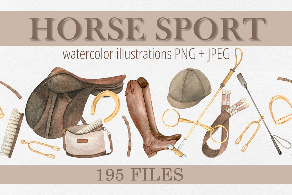 Horse sport watercolor clipart, a Sport Illustration by FerroDakora (Photo 1 of 7)
