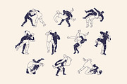 Wrestlers in fight, wrestling set, a Sport Illustration by PaperTrident (Thumbnail 1 of 6)
