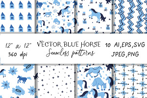 Christmas horse pattern eps