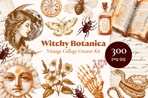 Witchy Botanica Collage Kit, an Object Graphic by Idressart