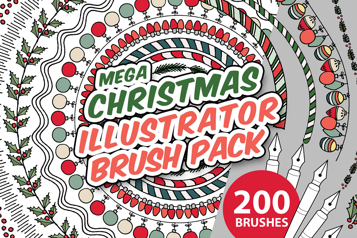 Christmas Illustrator Brush Pack, a Brush Add-On by MarkieAnn Creative (Photo 1 of 6)