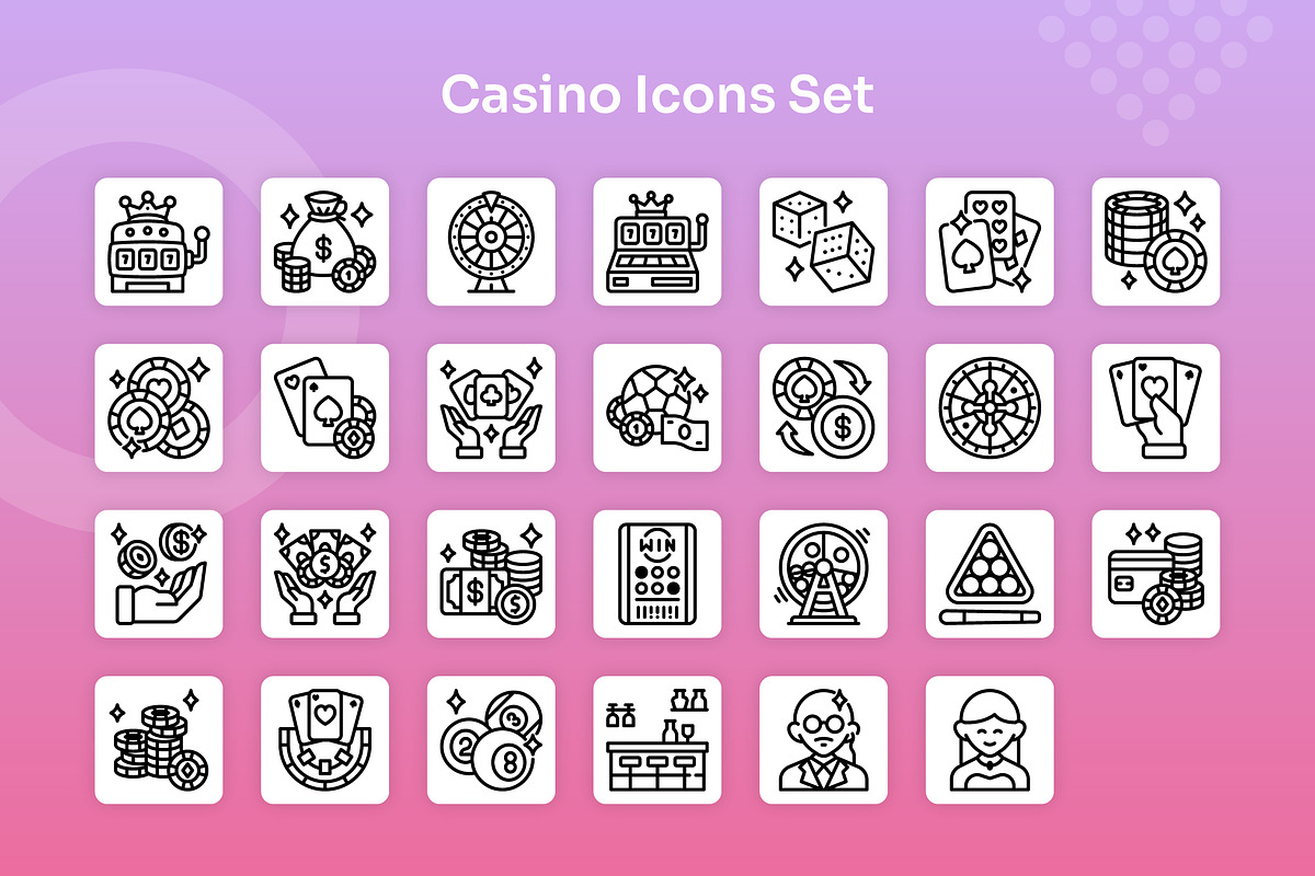 Casino Icons Set - Line, an Outline Icon by Kmg Design (Photo 2 of 2)