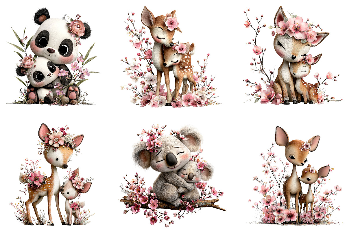 Mother's Day Animals Clipart, a Seasonal Illustration by Designking (Photo 3 of 5)