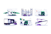 Cargo delivery concept set, a Transportation Illustration by PaperTrident (Thumbnail 1 of 7)
