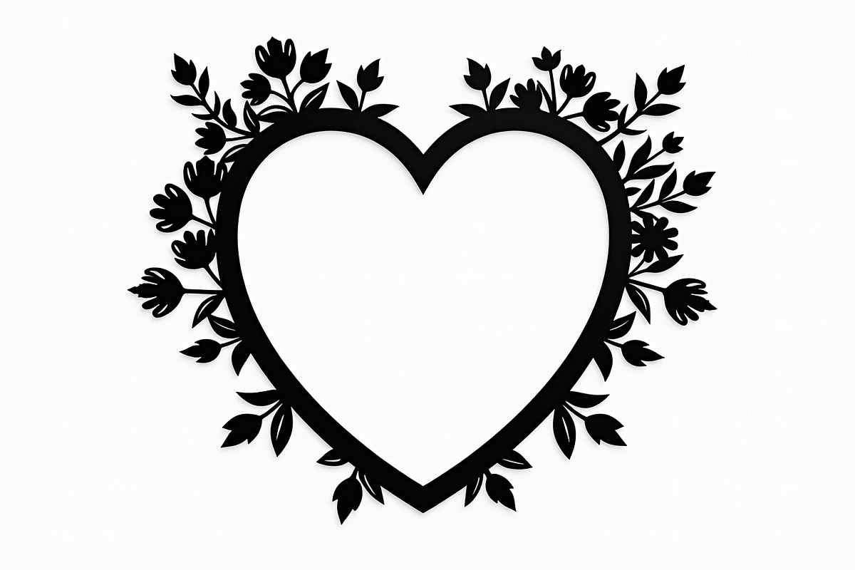8 Heart Silhouette Floral Frames, an Illustration by hafijul (Photo 2 of 9)