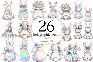Holographic Bunny PNG Clipart., an Animal Illustration by KennedyStudio