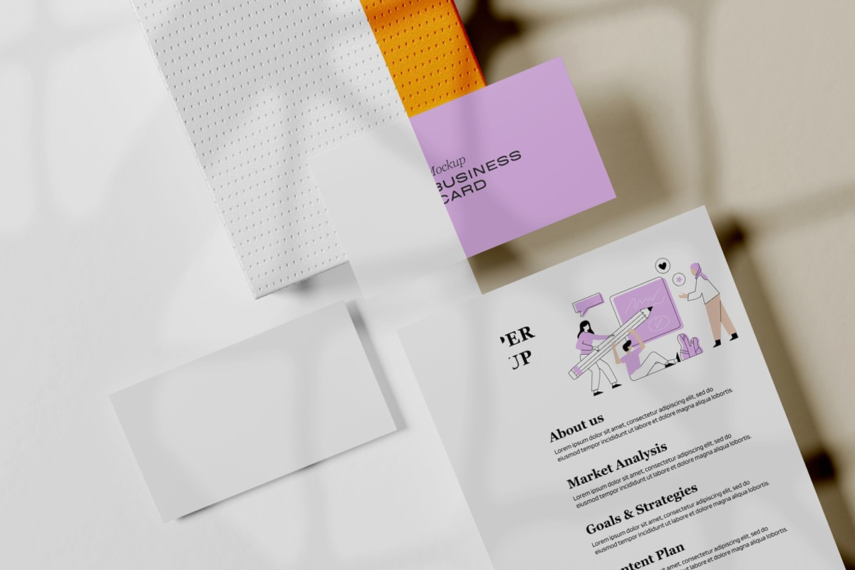 Business Card and A4 Paper Mockup, a Books & Magazine Mockup by Pexelyou (Photo 3 of 7)
