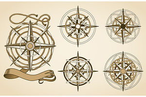 Retro nautical compass set, an Object Illustration by Things for designers
