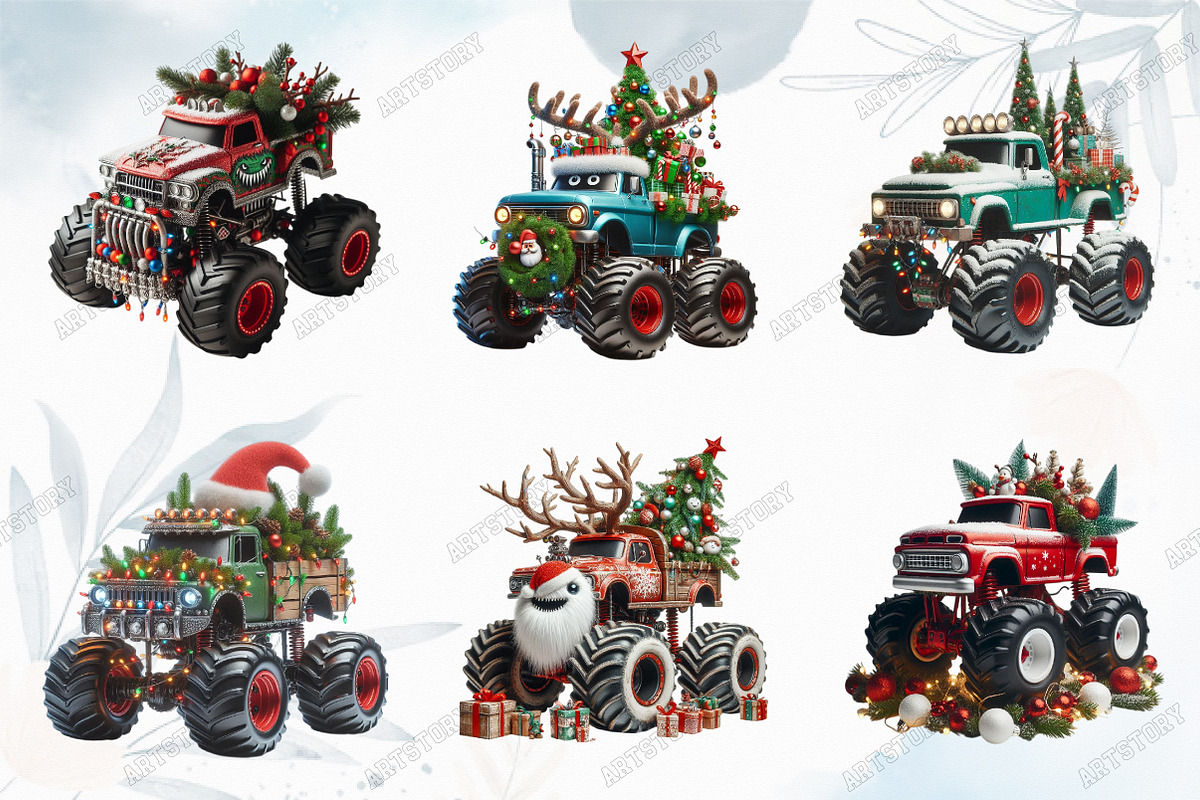 Christmas Monster Truck Sublimation, a Graphic by designcity5 (Photo 3 of 5)