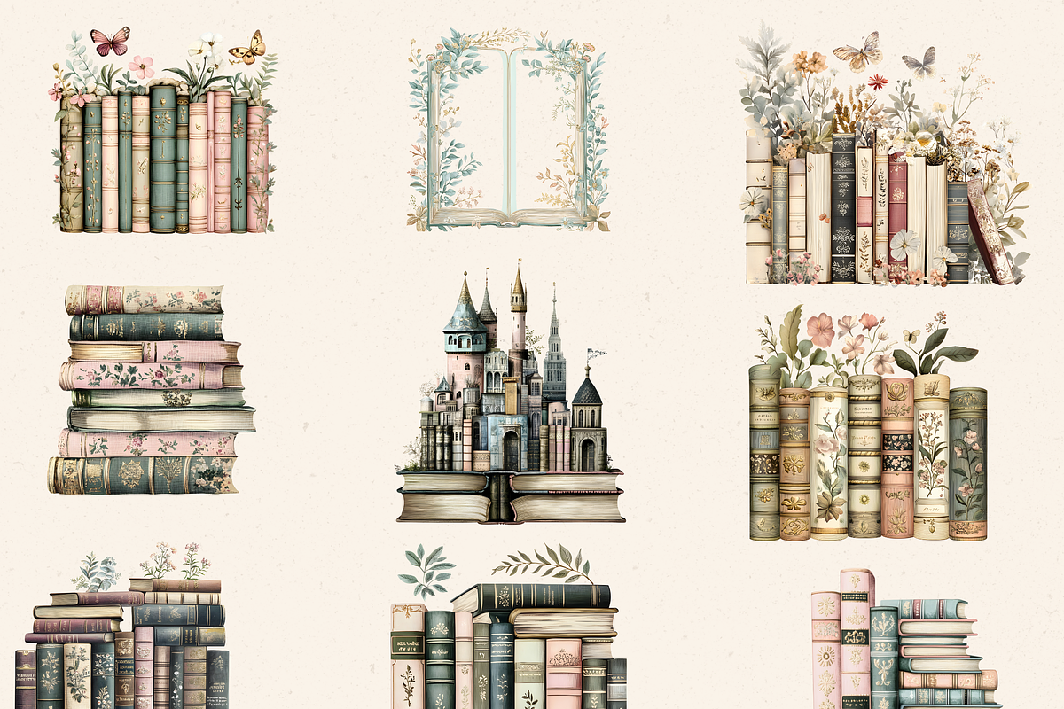 REGENCY BOOK BORDERS CLIPART, a Decorative Illustration by Daring Digies (Photo 3 of 9)