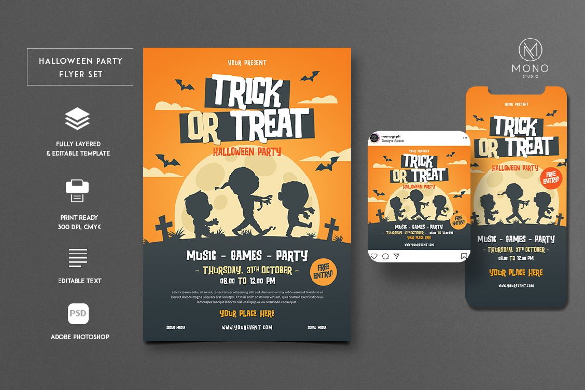 Halloween Party Flyer Set, a Flyer Template by monogrph (Photo 1 of 4)