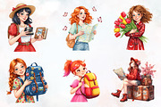 Red Spring Travel Watercolor Clipart, an Illustration by RobertsArt (Thumbnail 3 of 8)