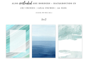 Ocean & Beach Watercolor Backgrounds