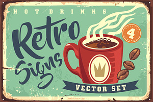 Coffe And Tea Retro Signs