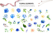 Watercolor Flowers - Blue Roses, an Illustration by Pixavics (Thumbnail 6 of 8)