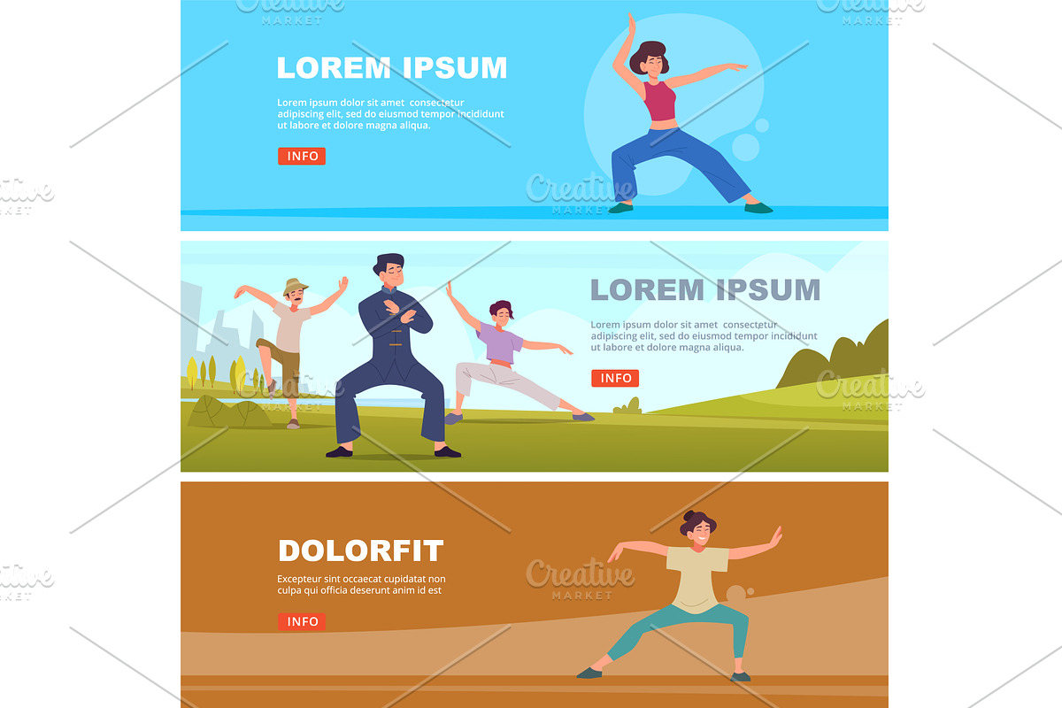 Tai chi banners. asian martial arts, a Sport Illustration by Onyx