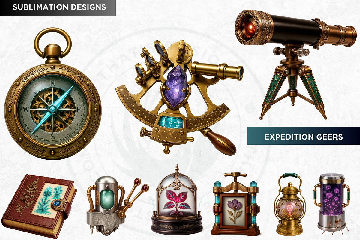 Steampunk Botanical Expedition PNG, a Decorative Illustration by ThatsDesignArt (Photo 8 of 10)