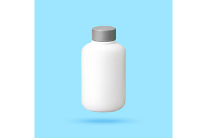3D White Supplement Bottle on Blue, an Object Illustration by Abscent