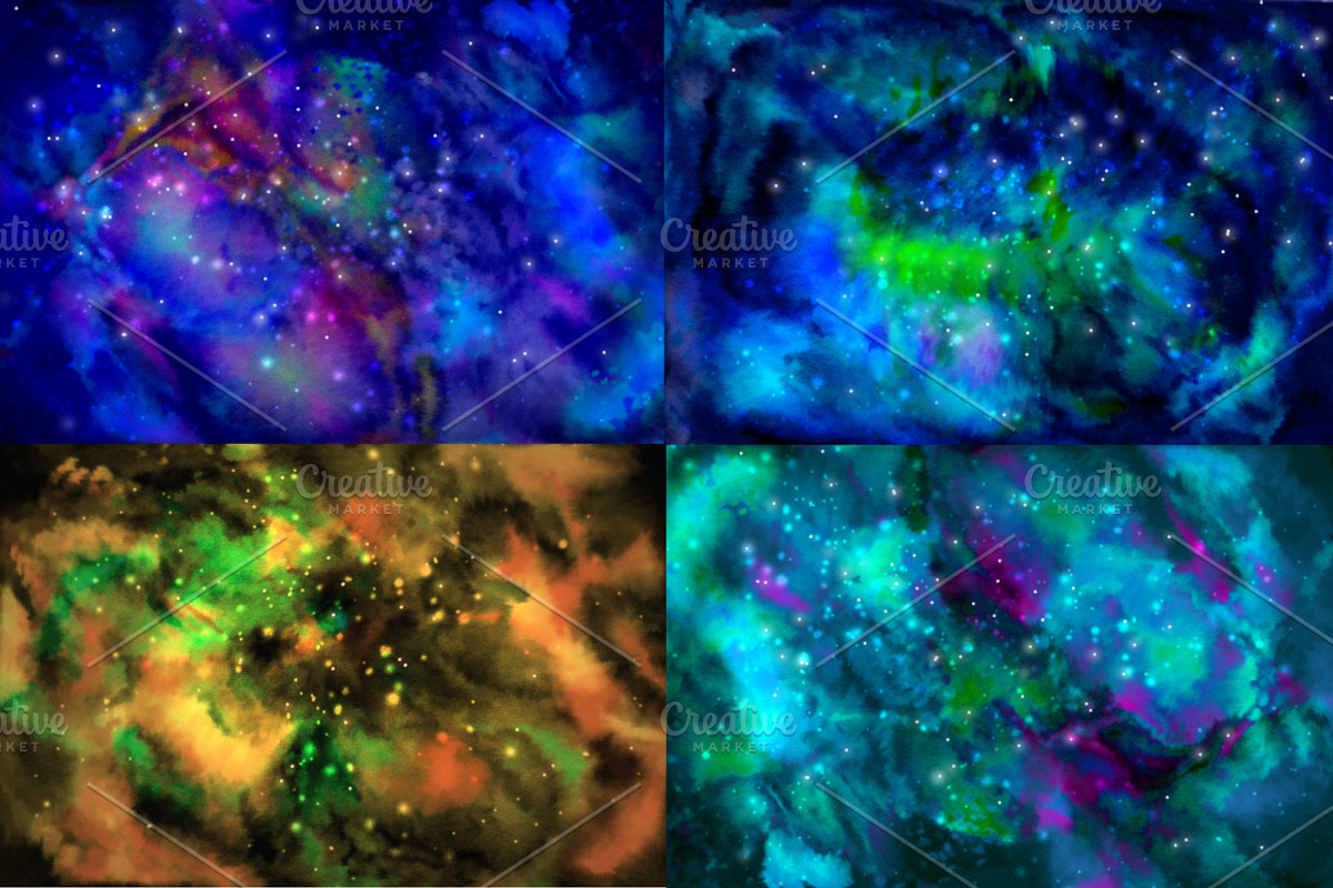 GALAXYwatercolor cosmic background, an Illustration by Mandarinkas art (Photo 5 of 8)