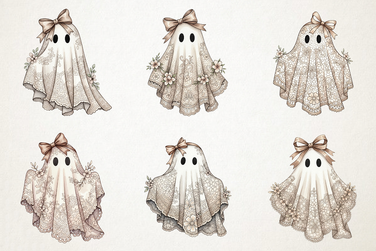 Cute Halloween Lace Ghost Png, an Illustration by RobertsArt (Photo 3 of 7)