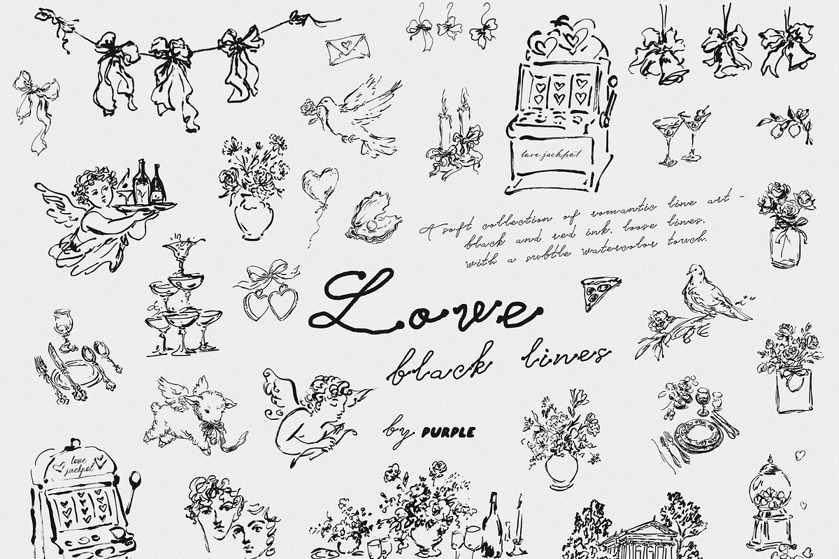 Love: Romantic Line Art, a Decorative Illustration by Purple (Photo 9 of 14)