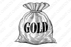 Sack Bag of Gold Concept in Vintage, an Object Illustration by Christos Georghiou