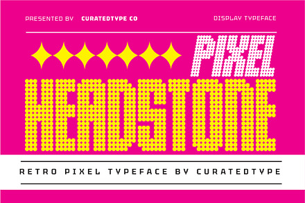 Headstone Pixel a Futuristic Display, a Sans Serif Font by CuratedType Studio