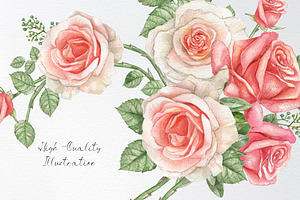 Watercolor Dusty Rose Flower Clipart