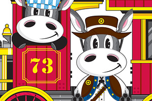 Cartoon Donkey Cowboy Sheriff &