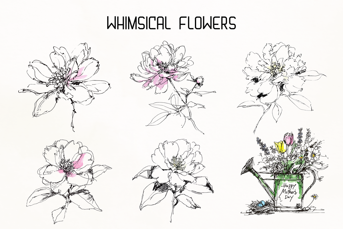 Whimsical Mother's Day Line Art Set, an Object Illustration by GiraffeCreative (Photo 4 of 16)