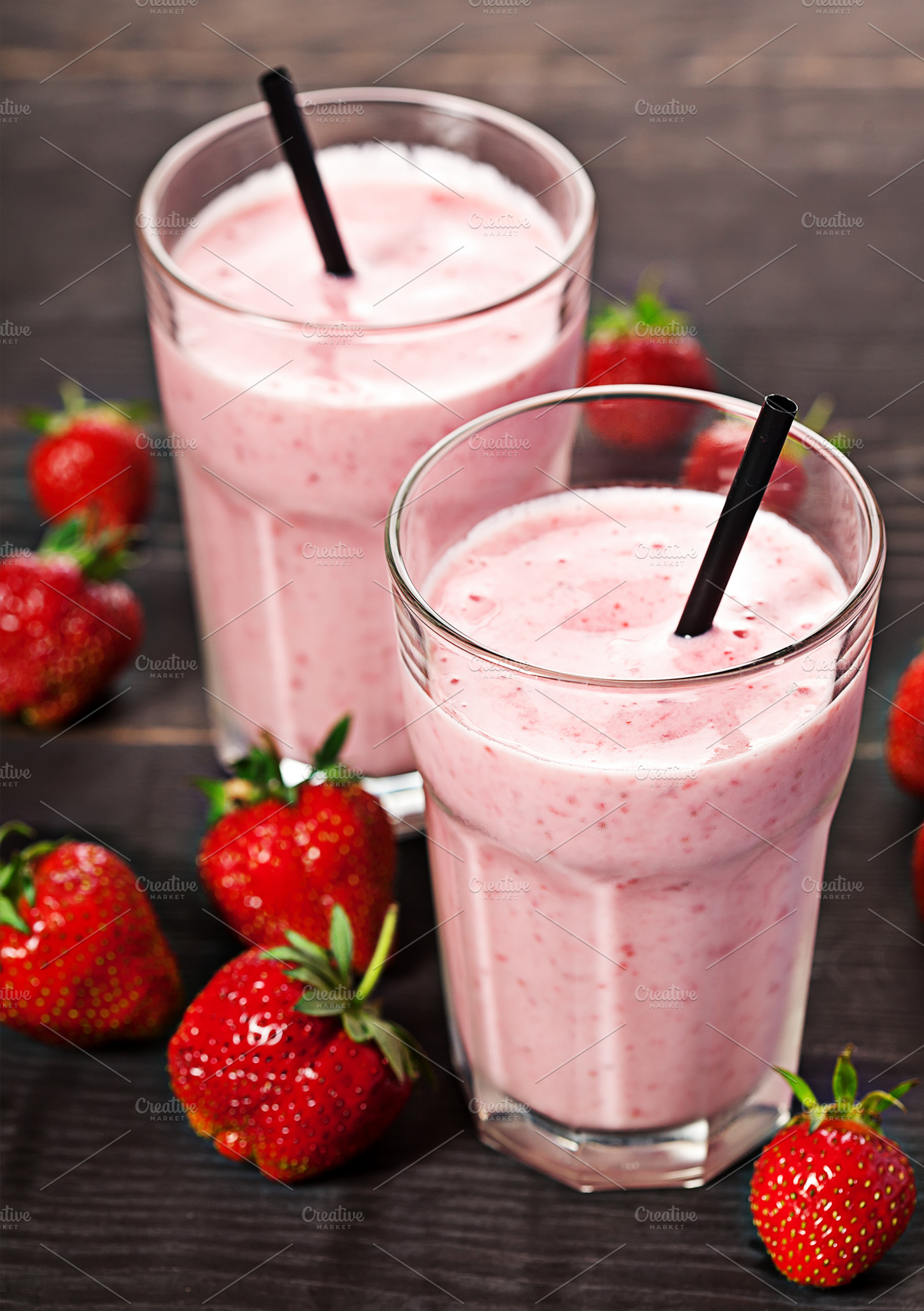Strawberry Fresh Milkshake Summer Drink Stock Photo Containing Berry And