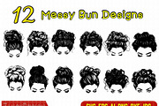 Messy Bun Svg Bundle, Woman Face, a Person Illustration by FancyDesignStudio (Thumbnail 3 of 8)